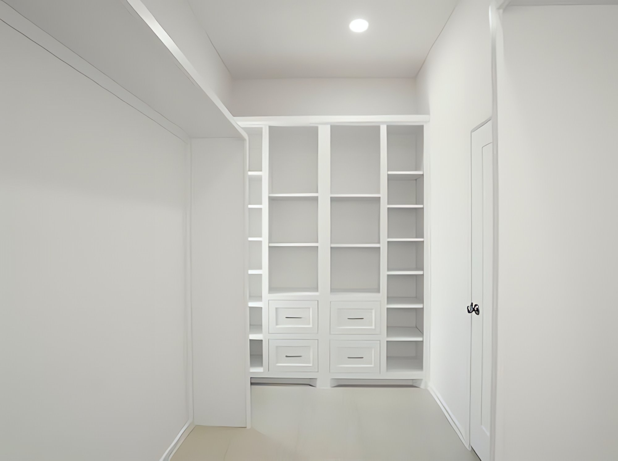 The Vincent · walk in closet with built in shelving and drawers